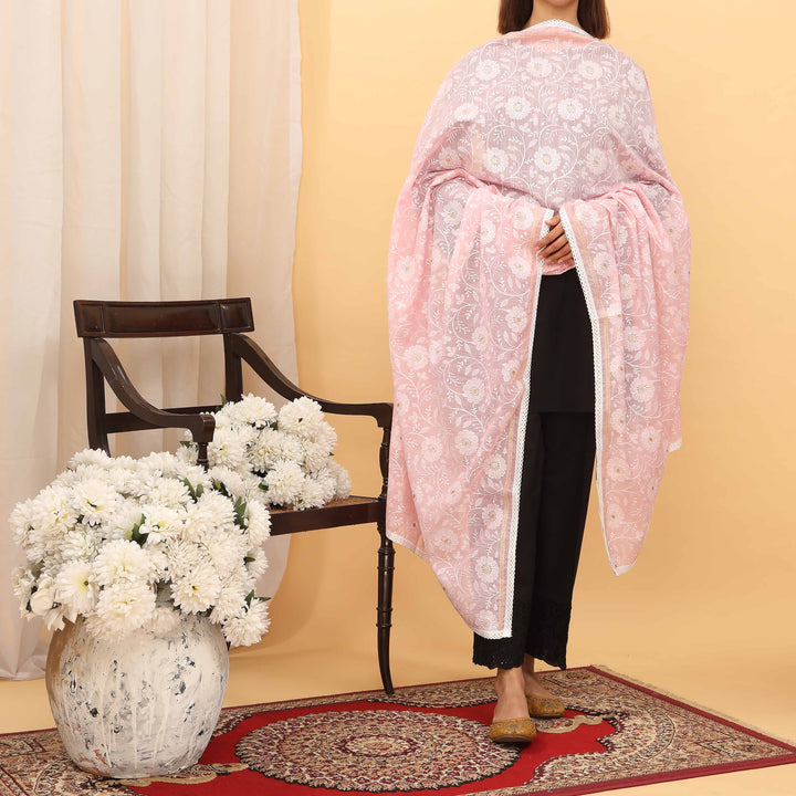 Pink Embroidered Dupatta PD5459