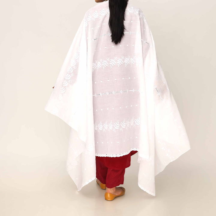 White Embroidered Dupatta PD5461