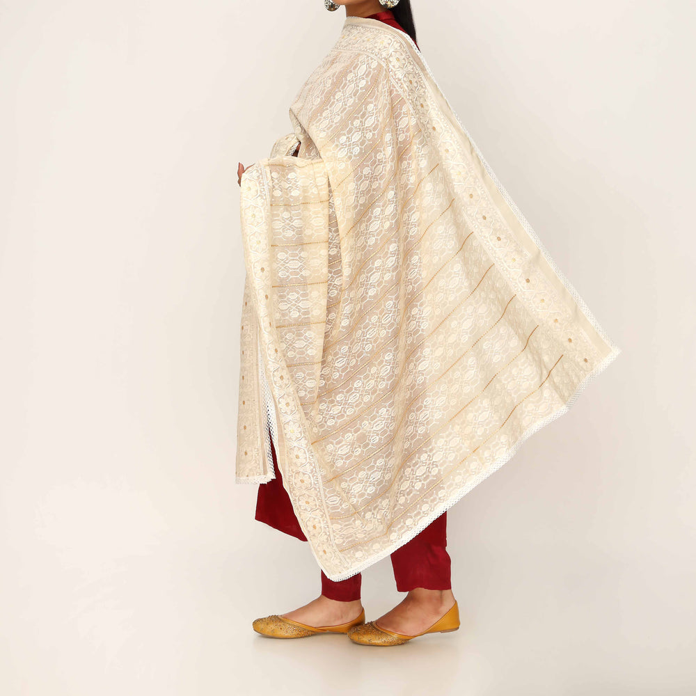 Beige Embroidered Dupatta PD5466