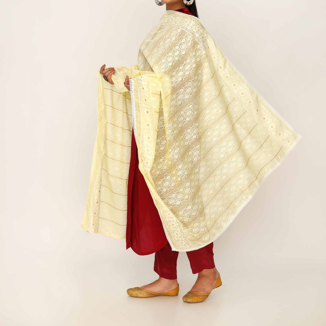 Yellow Embroidered Dupatta PD5467