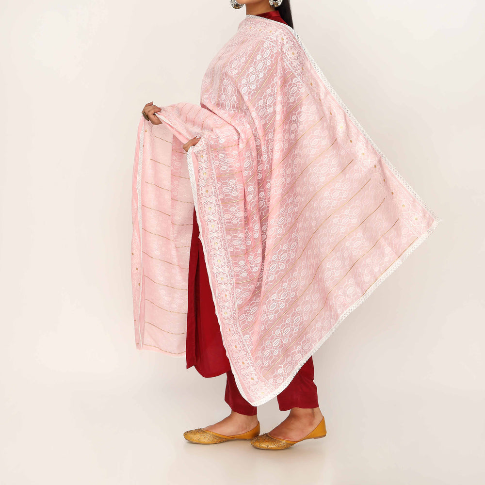 Pink Embroidered Dupatta PD5469