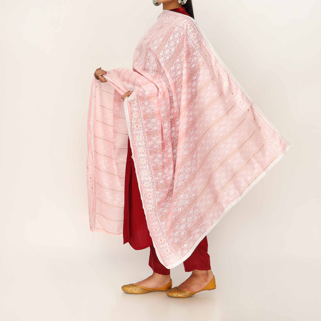 Pink Embroidered Dupatta PD5469