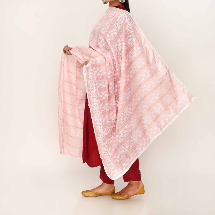 Pink Embroidered Dupatta PD5469