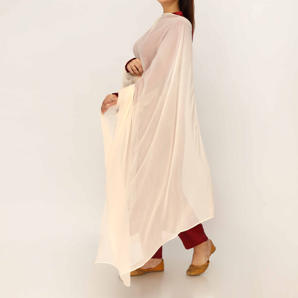 Beige Raw Silk Dupatta PD5574