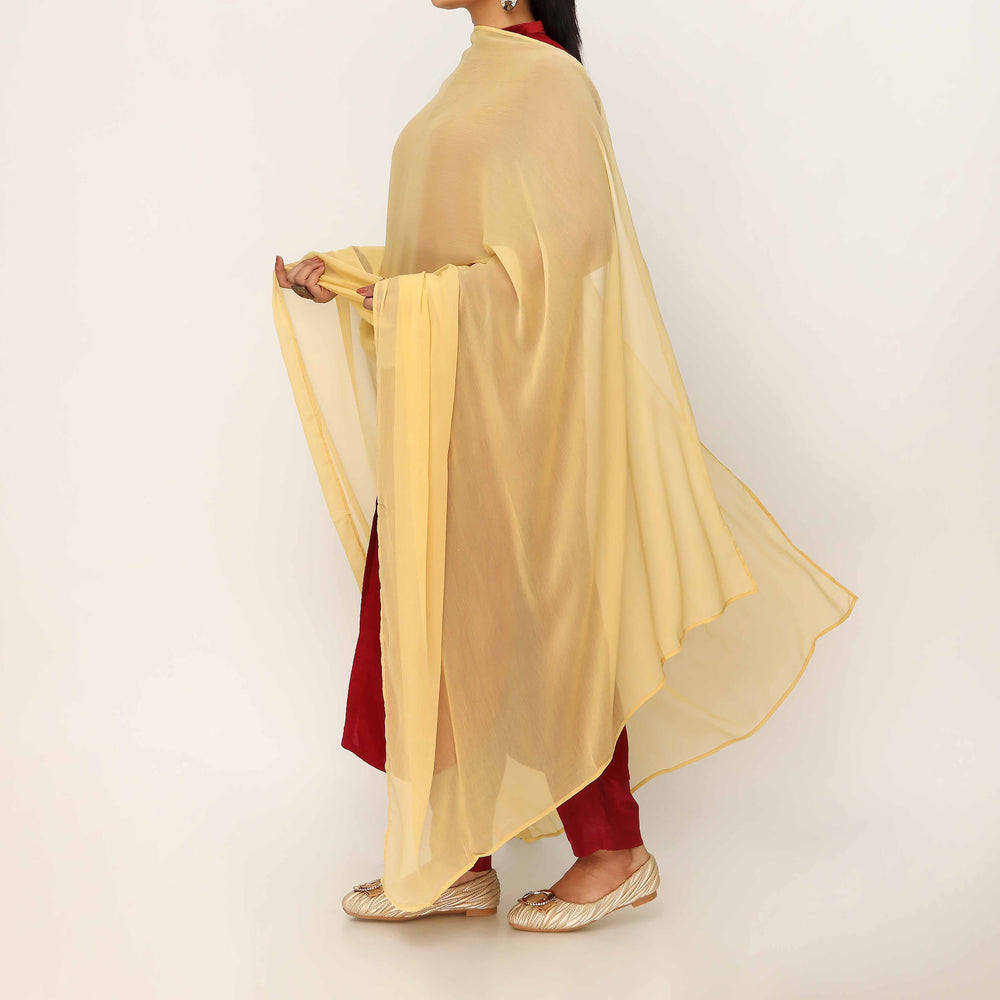 Yellow Raw Silk Dupatta PD5579