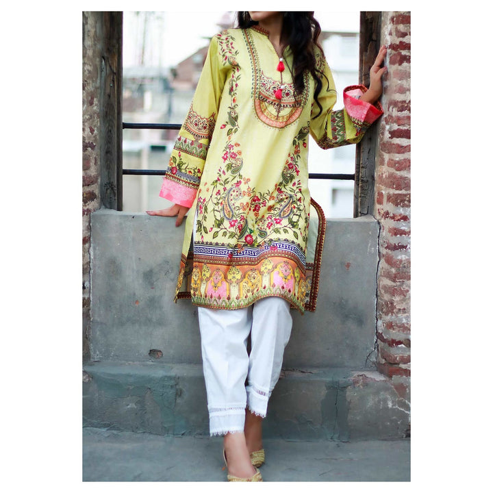 Cream Color Digital Printed Lawn Shirt PE1069