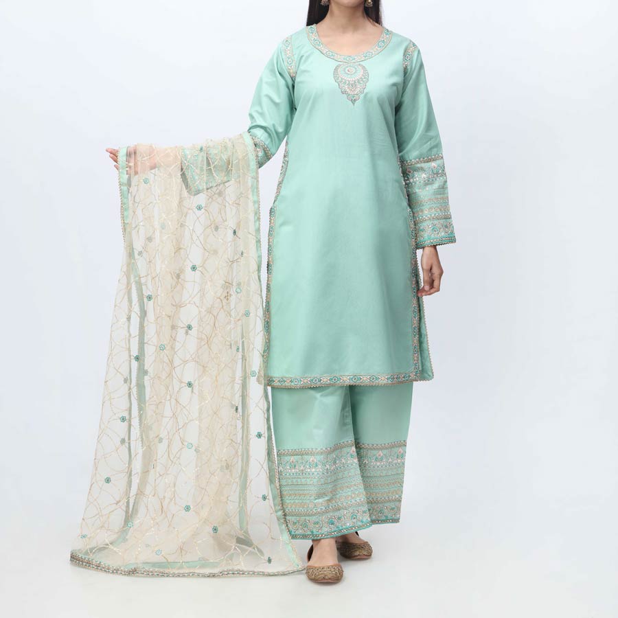 3PC- Embellished Khadi Net Suit PF3005