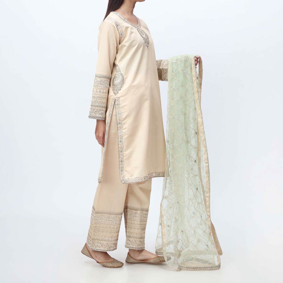 3PC- Embellished Khadi Net Suit PF3005