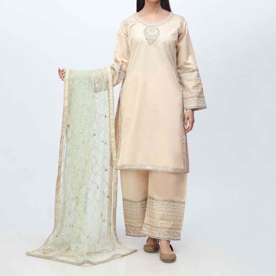 3PC- Embellished Khadi Net Suit PF3005