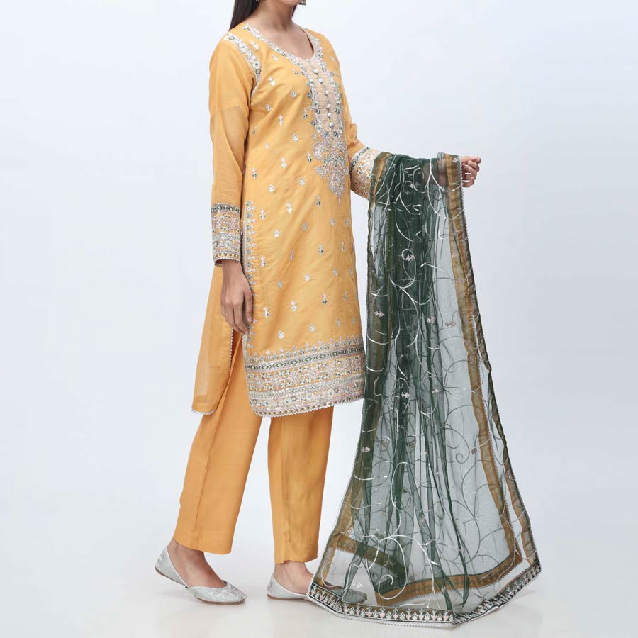 3PC- Embellished Organza Suit PF3006
