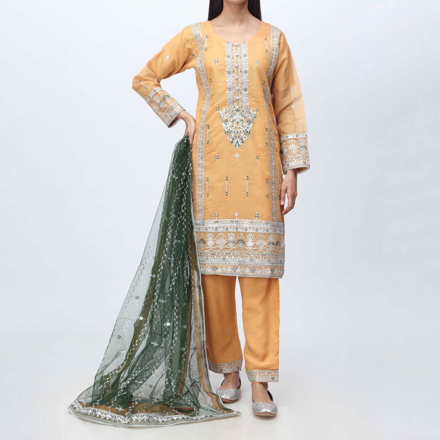 3PC- Embellished Organza Suit PF3009