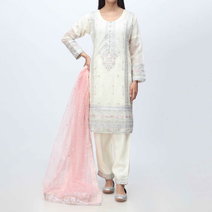 3PC- Embellished Organza Suit PF3009