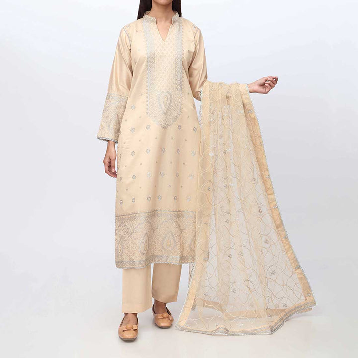 3PC- Embellished Khadi Net Suit PF3015