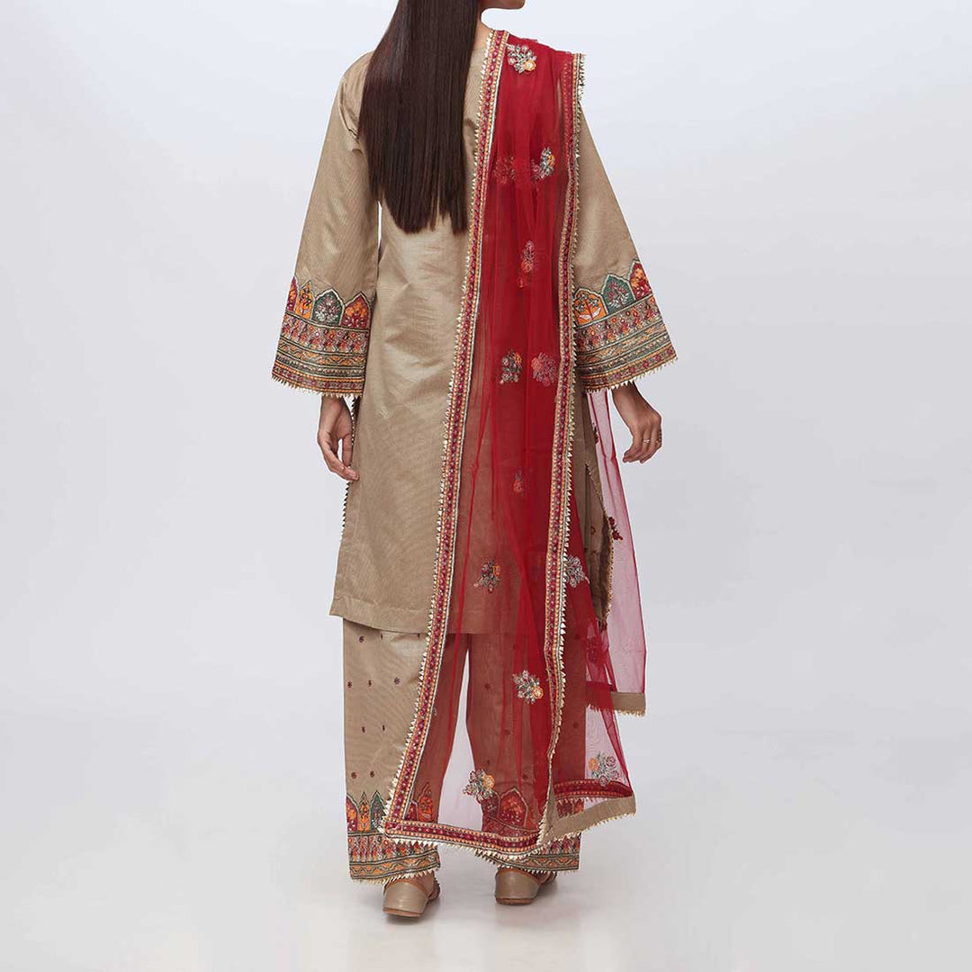3PC- Embellished Khadi Net Suit PF3018