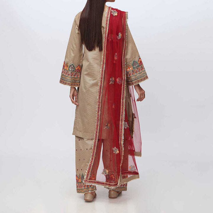 3PC- Embellished Khadi Net Suit PF3018