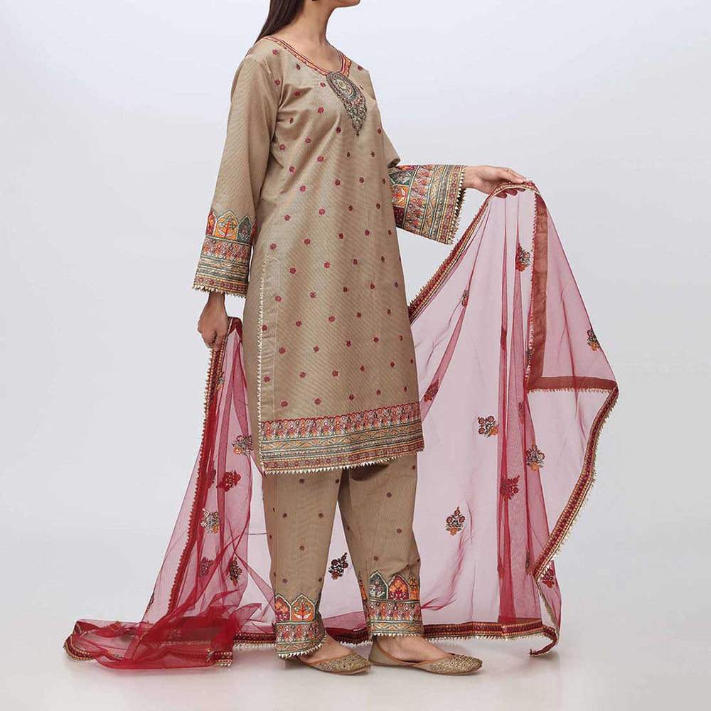 3PC- Embellished Khadi Net Suit PF3018