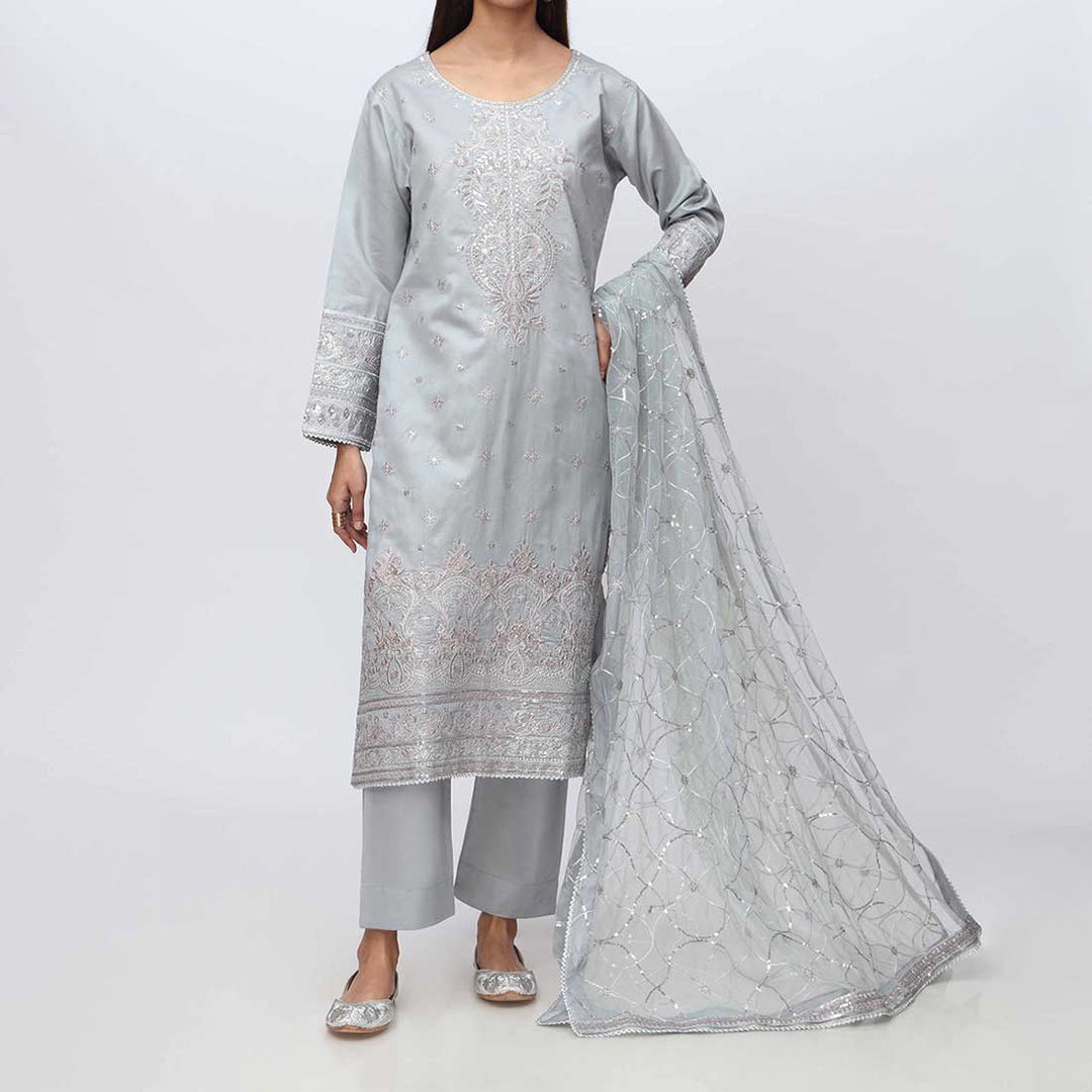 3PC- Embellished Khadi Net Suit PF3019