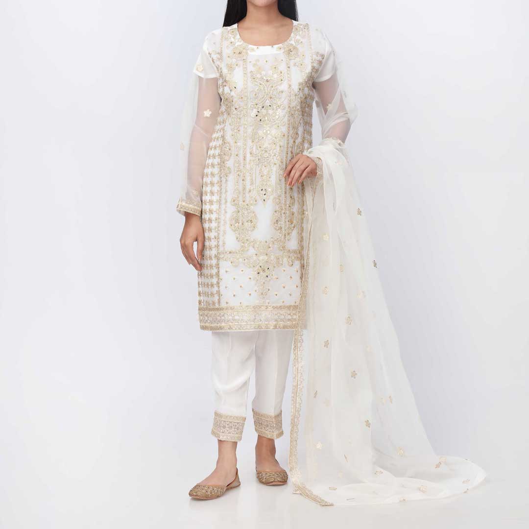 3PC- Embellished Organza Suit PF3033