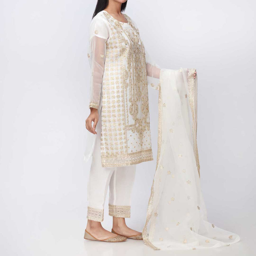 3PC- Embellished Organza Suit PF3033