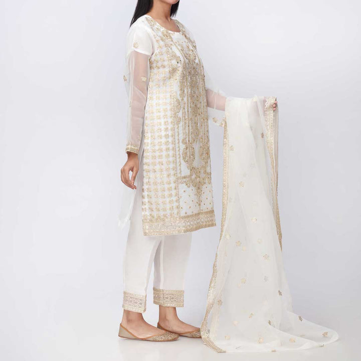 3PC- Embellished Organza Suit PF3033