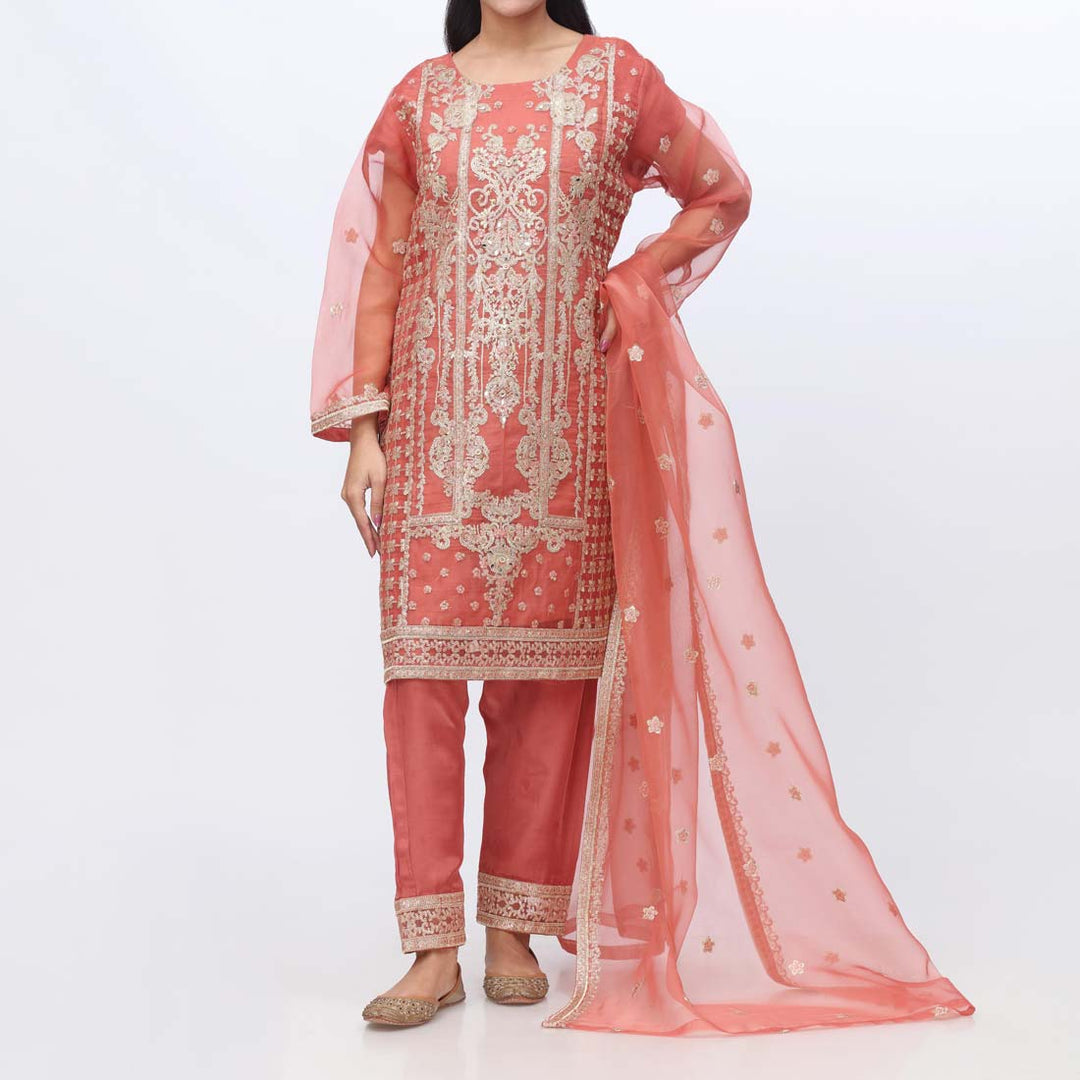 3PC- Embellished Organza Suit PF3033