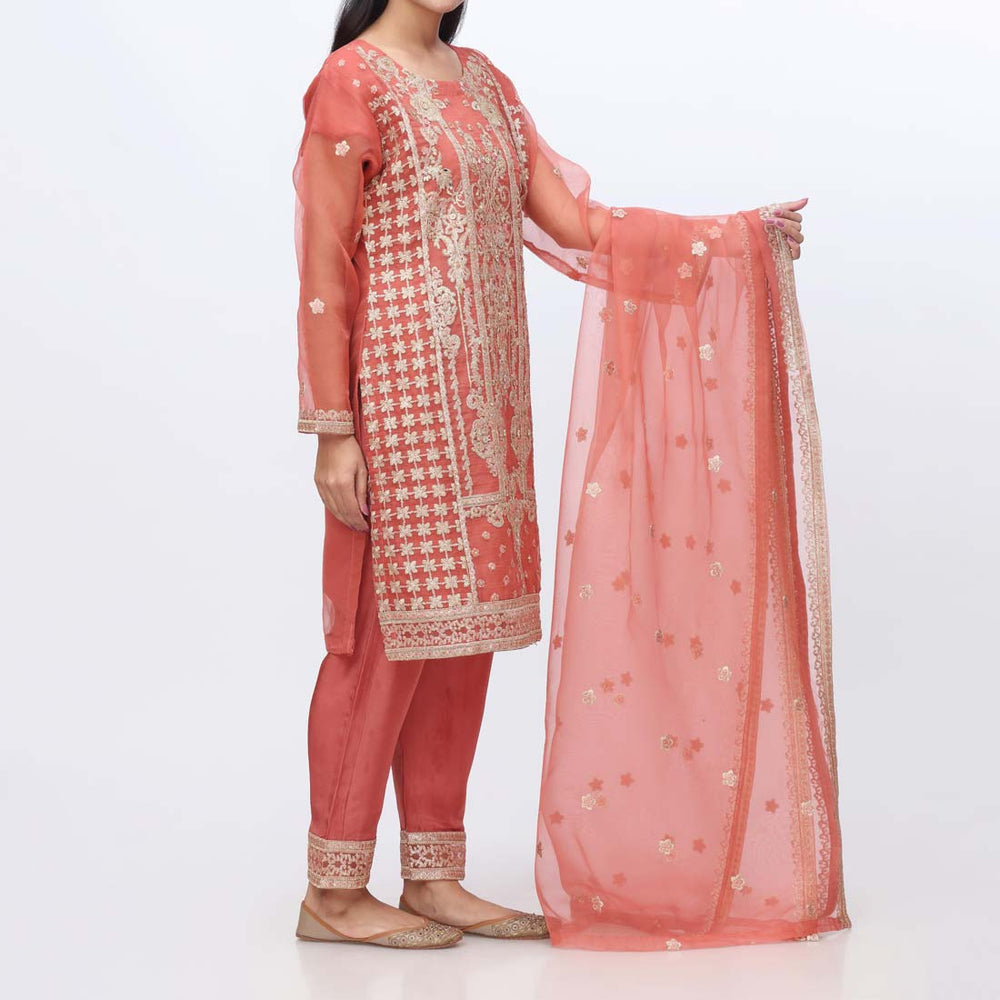 3PC- Embellished Organza Suit PF3033