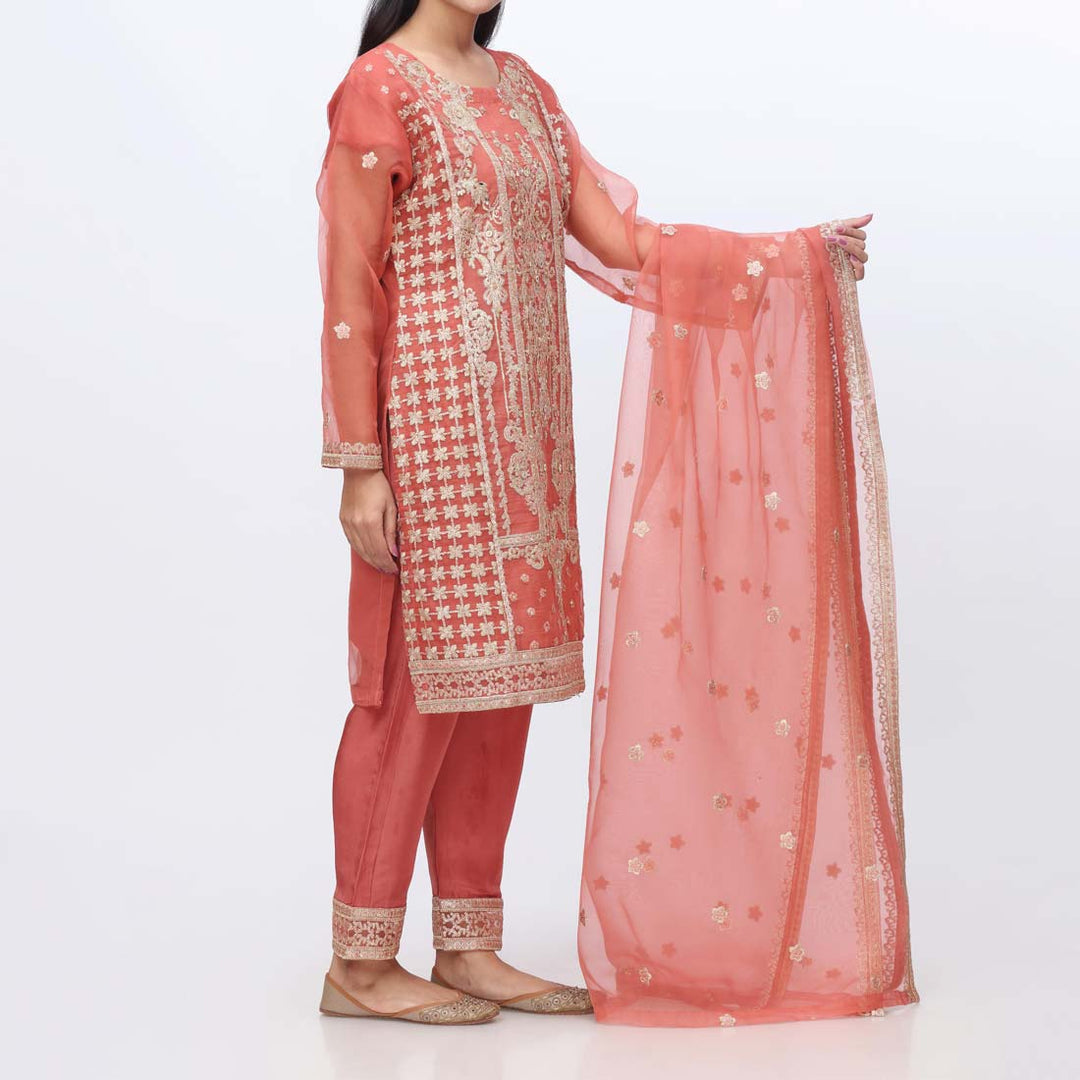 3PC- Embellished Organza Suit PF3033