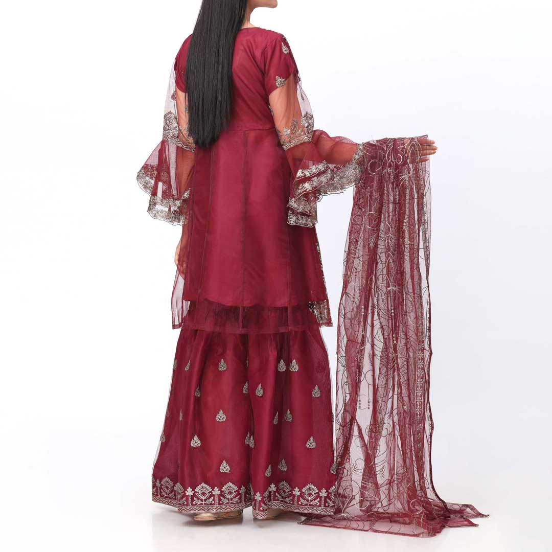 3PC- Embellished Organza Suit PF3039