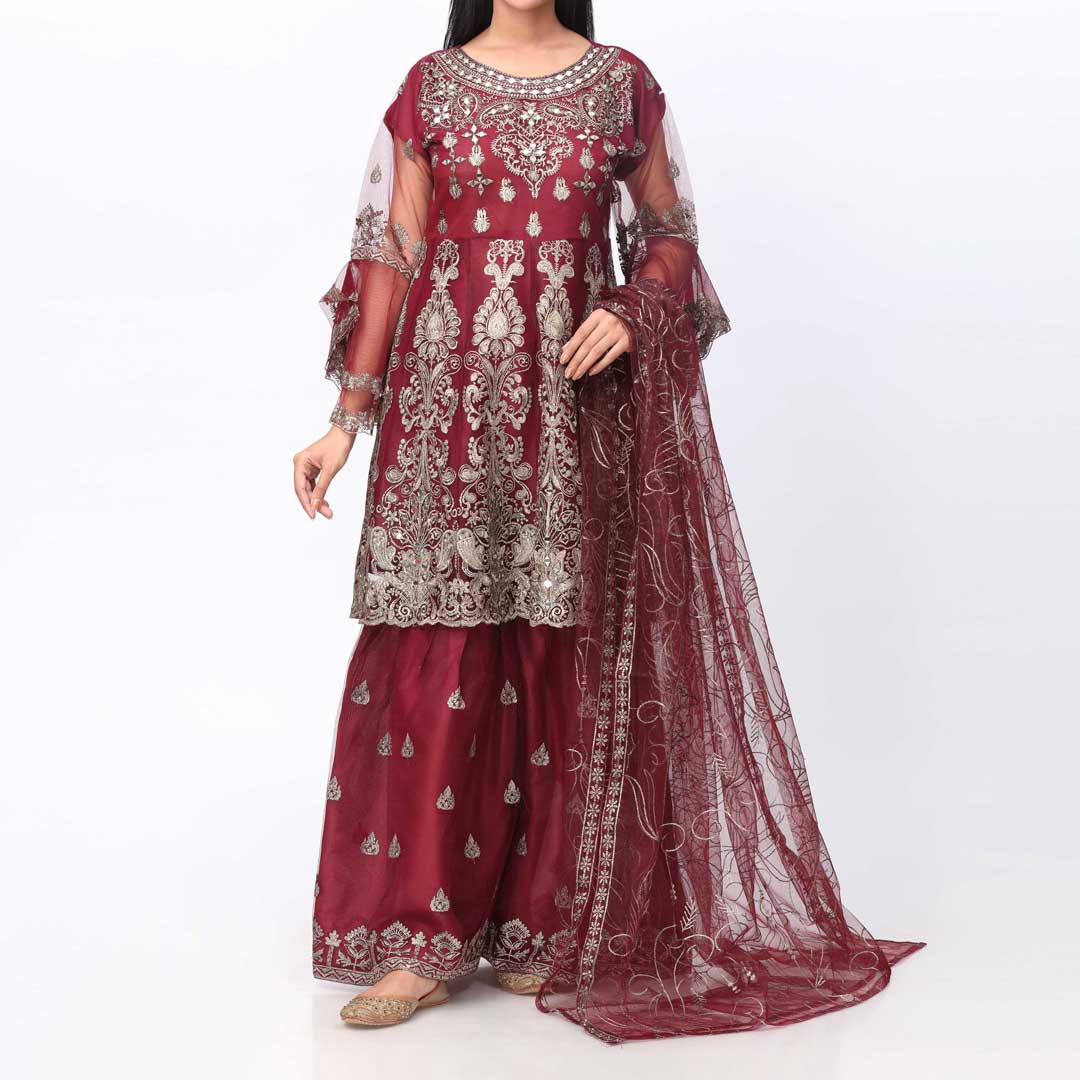 3PC- Embellished Organza Suit PF3039