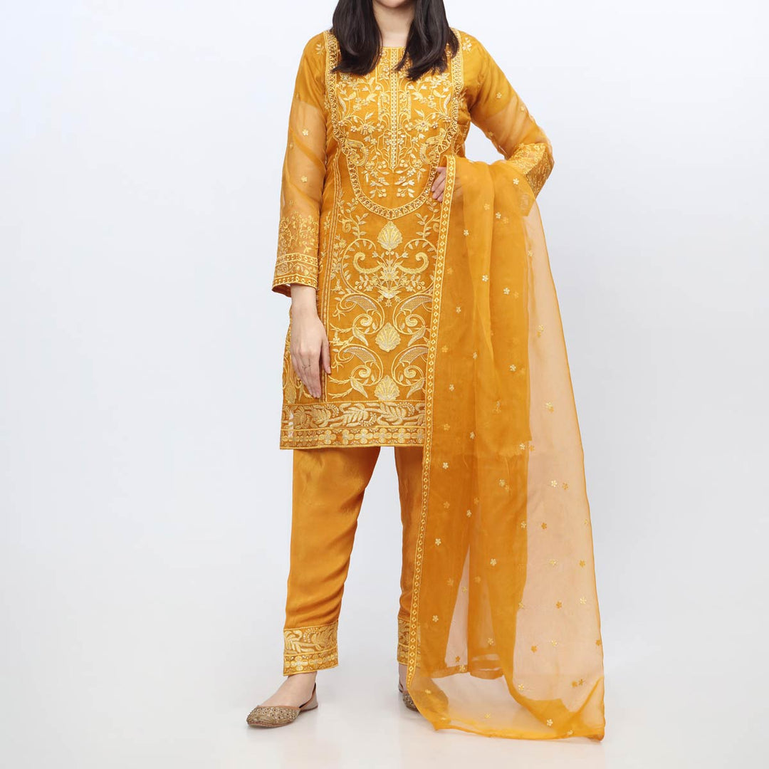 3PC- Embellished Organza Suit PF3042
