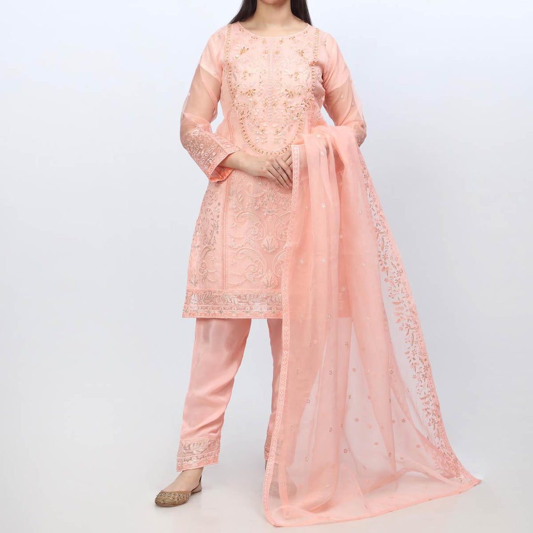 3PC- Embellished Organza Suit PF3042