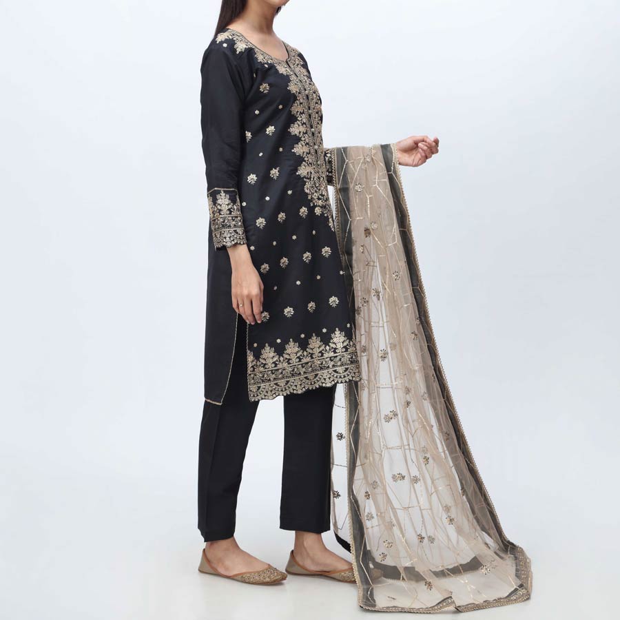 3PC- Embellished  Khadi Net Suit PF3052