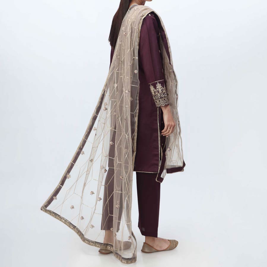 3PC- Embellished  Khadi Net Suit PF3052