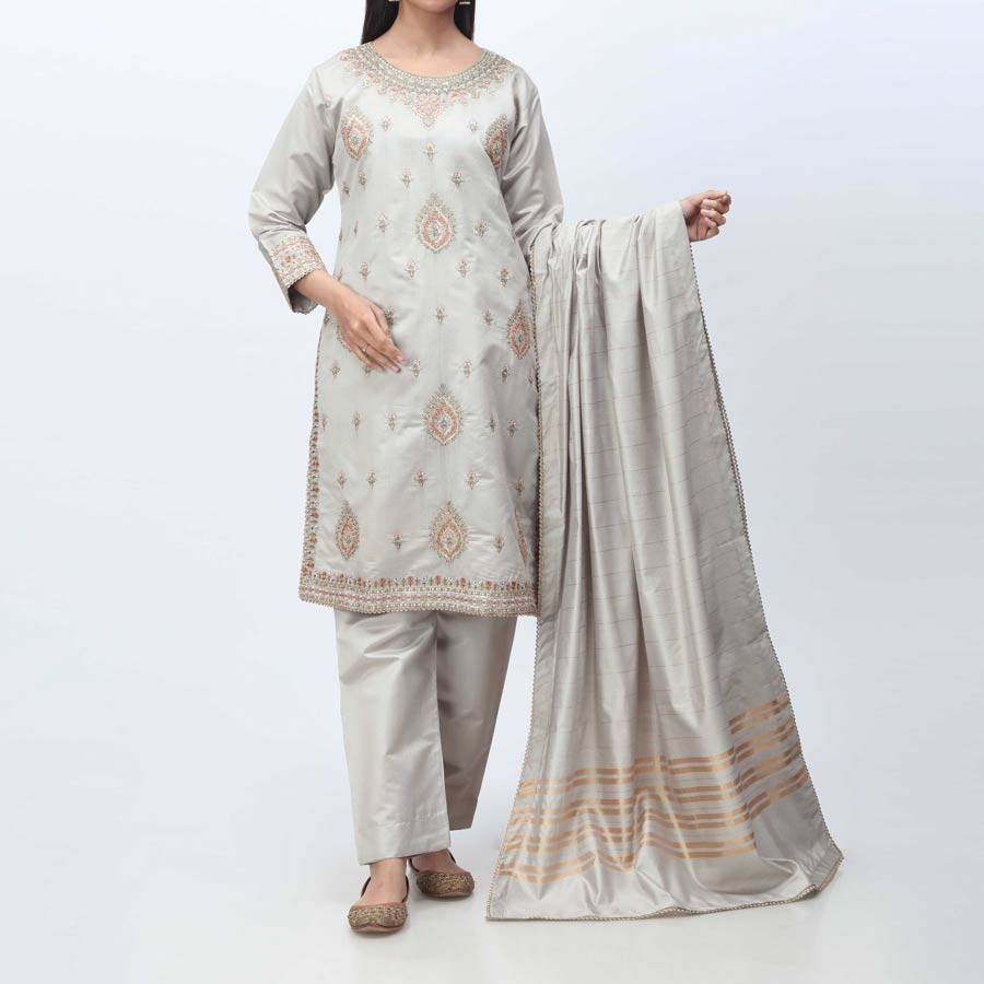 3PC- Embellished  Khadi Net Suit PF3067