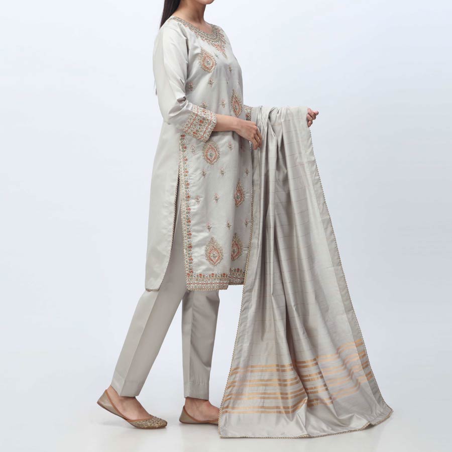 3PC- Embellished  Khadi Net Suit PF3067