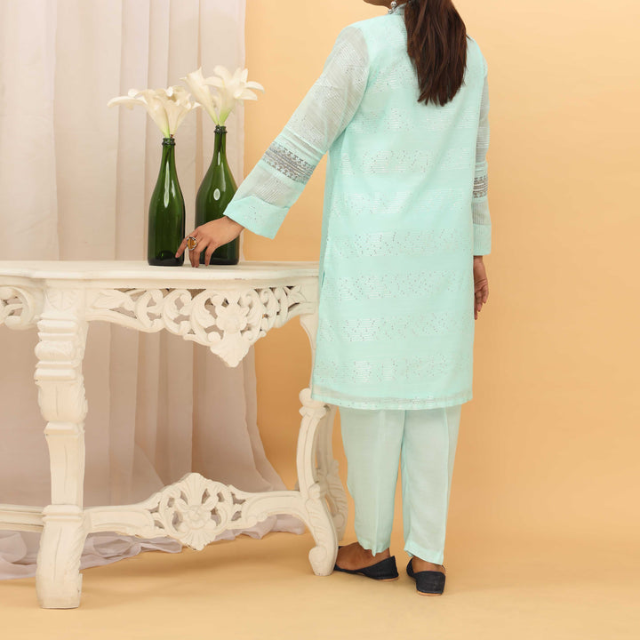 2PC- Sequins Weaved Paper Cotton Suit PF5000