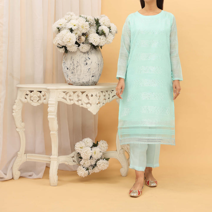 2PC- Sequins Weaved Paper Cotton Suit PF5001