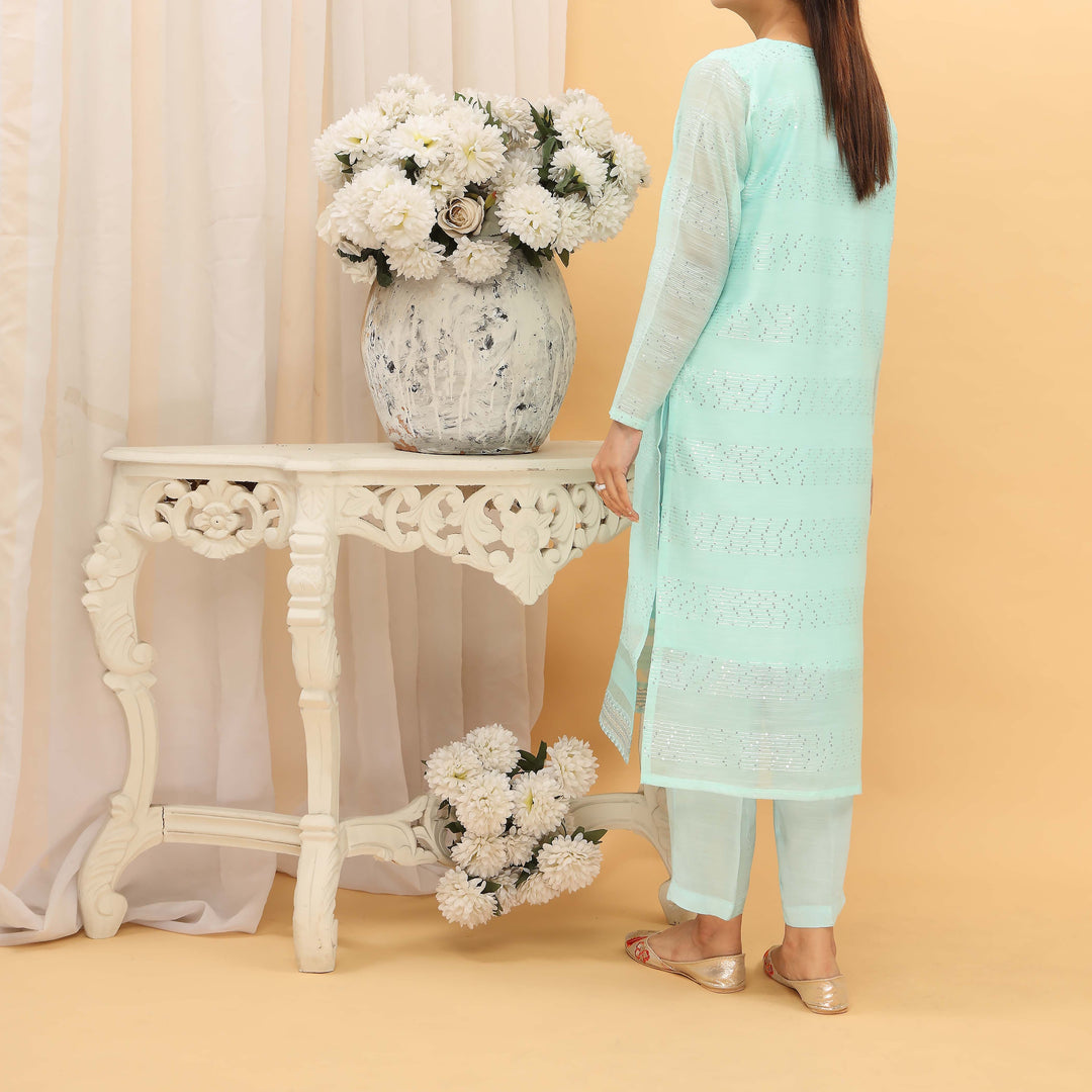 2PC- Sequins Weaved Paper Cotton Suit PF5001