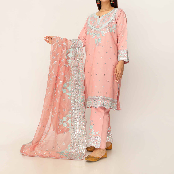 3PC- Khaddi Net Embellished Suit PF5015