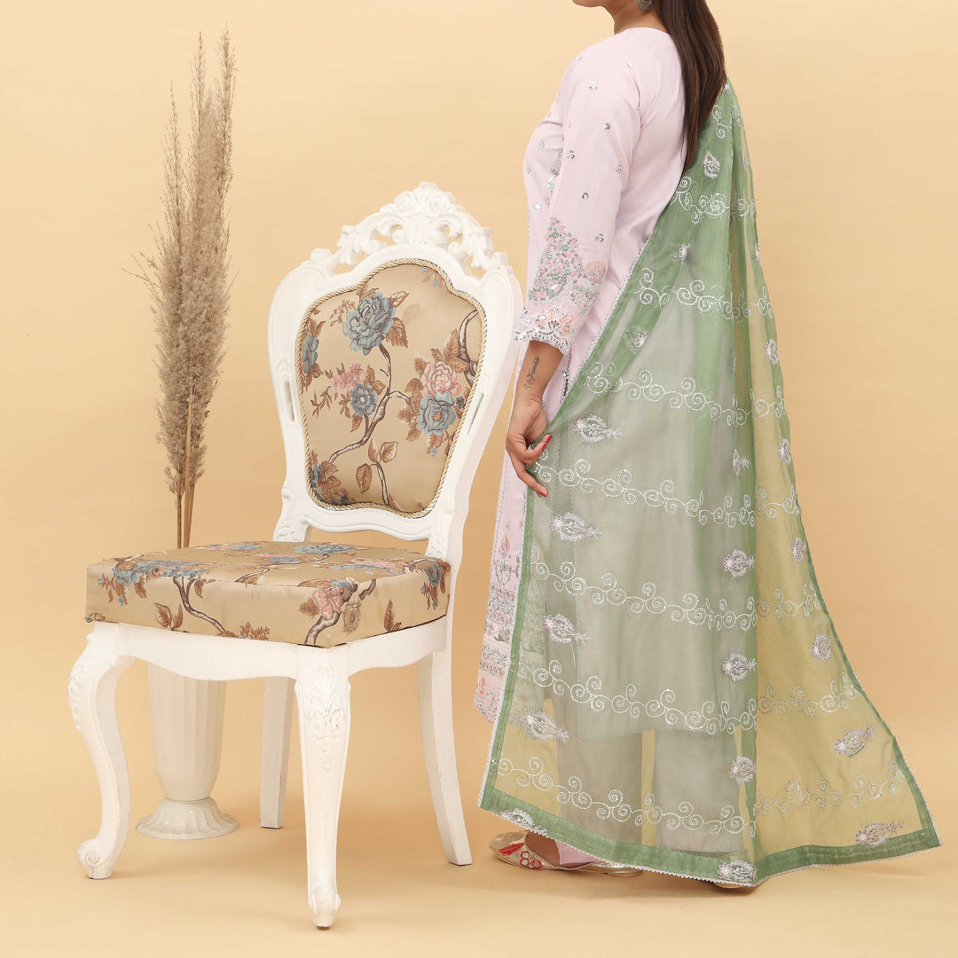 3PC- Embroidered Khadi Net Suit PF5022