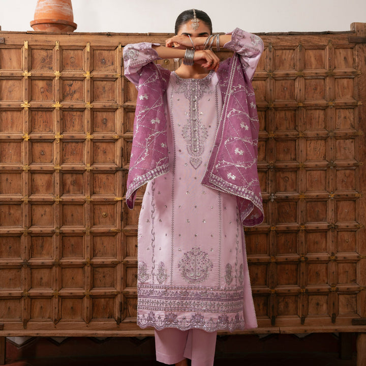 3PC- Embroiderd Khadi Net Suit PF5022