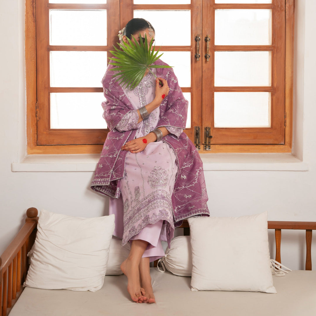 3PC- Embroiderd Khadi Net Suit PF5022