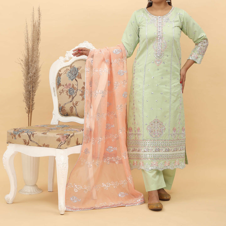 3PC- Embroidered Khadi Net Suit PF5024