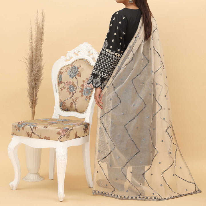 3PC- Embroidered Khadi Net Suit PF5039