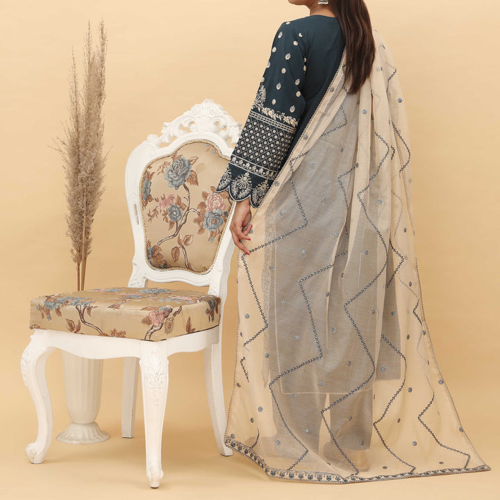 3PC- Embroidered Khadi Net Suit PF5041