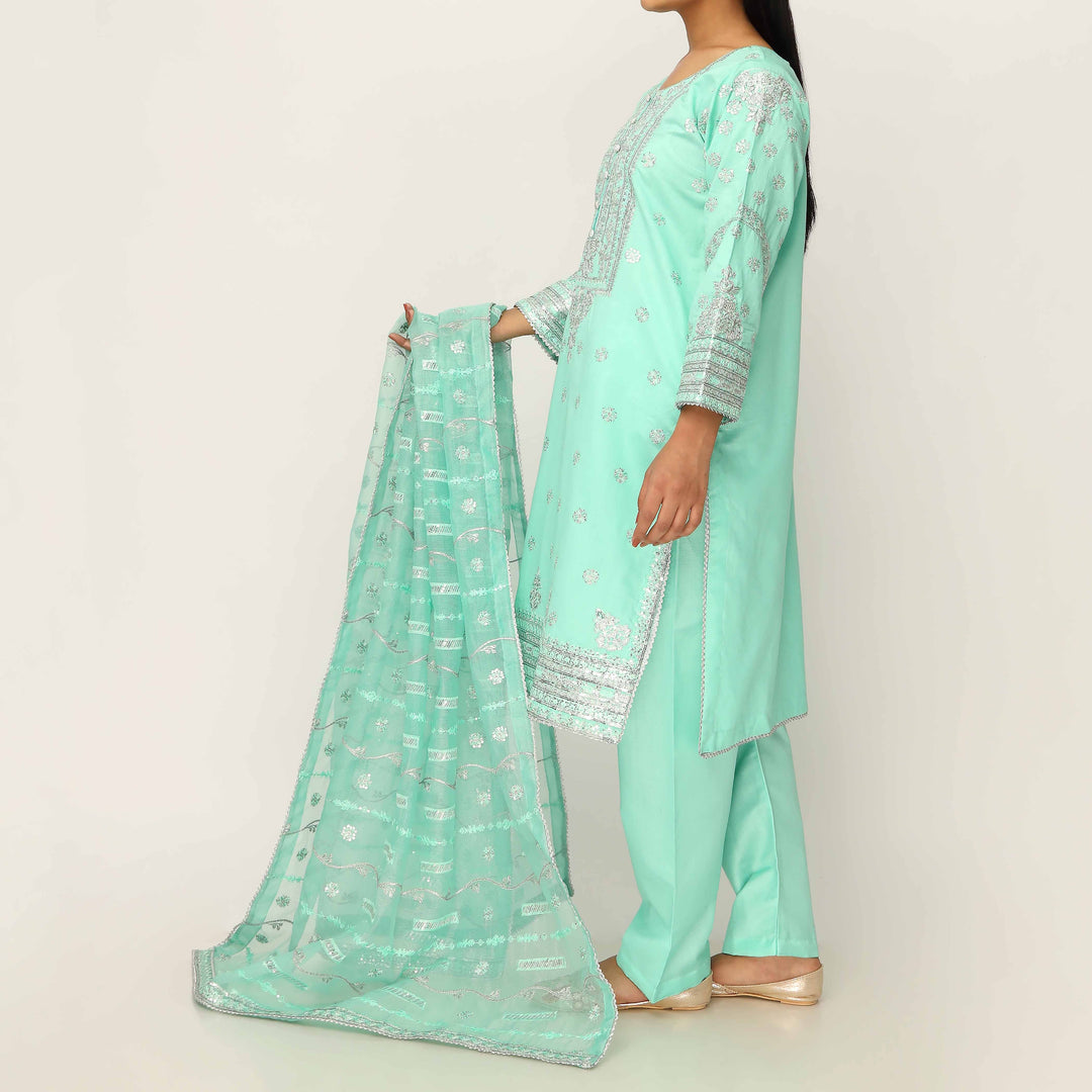 3PC- Khaddi Net Embellished Suit PF5042
