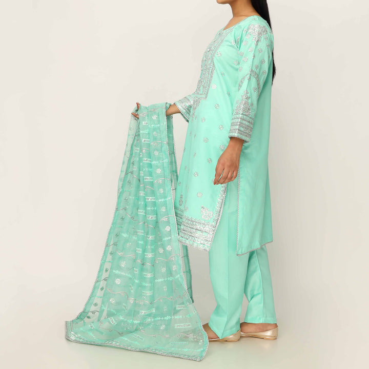 3PC- Khaddi Net Embellished Suit PF5042