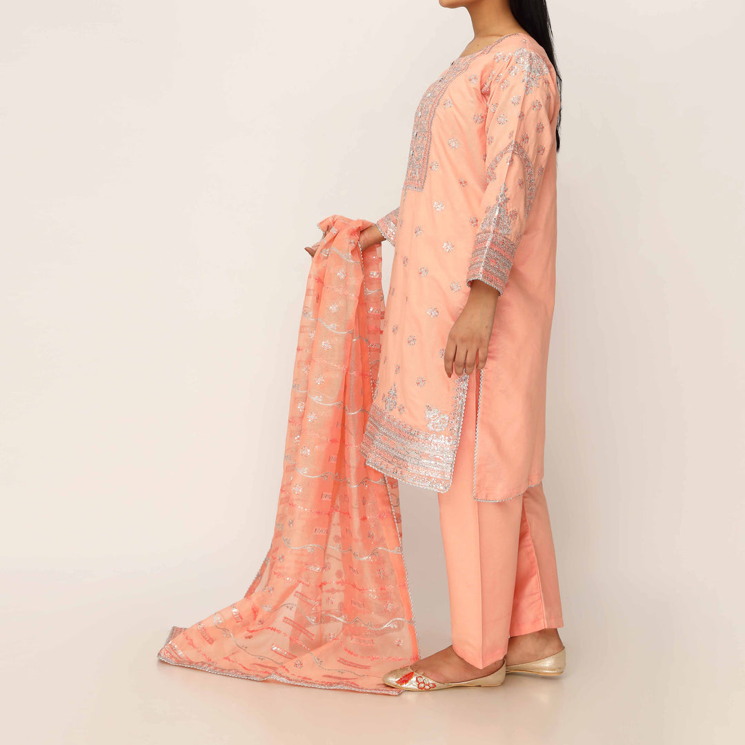 3PC- Khaddi Net Embellished Suit PF5043