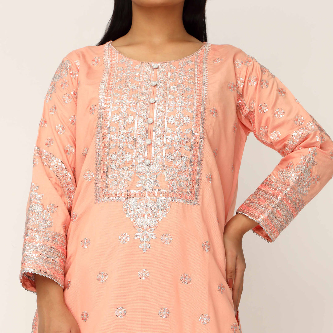 3PC- Khaddi Net Embellished Suit PF5043