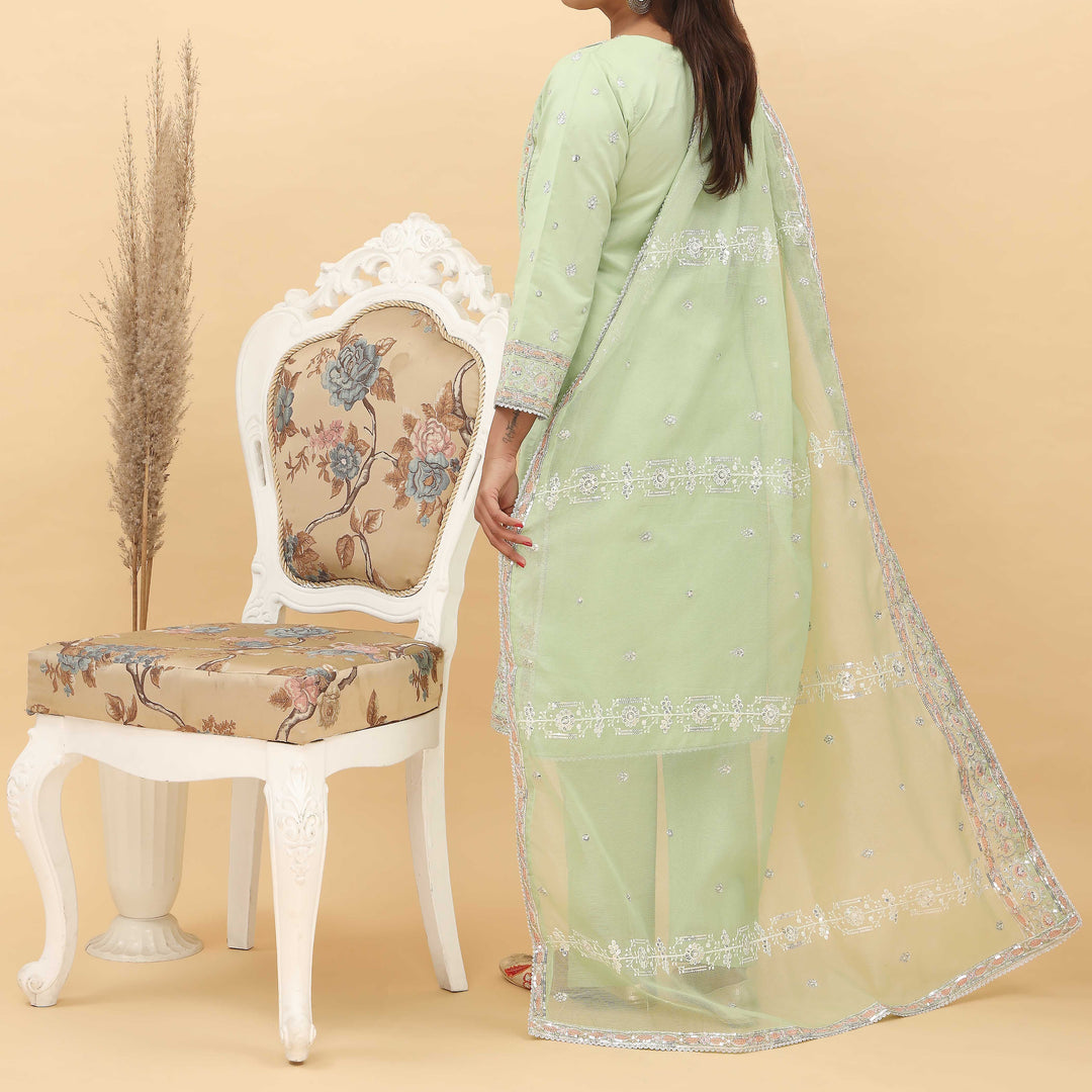 3PC- Embroidered Khadi Net Suit PF5059